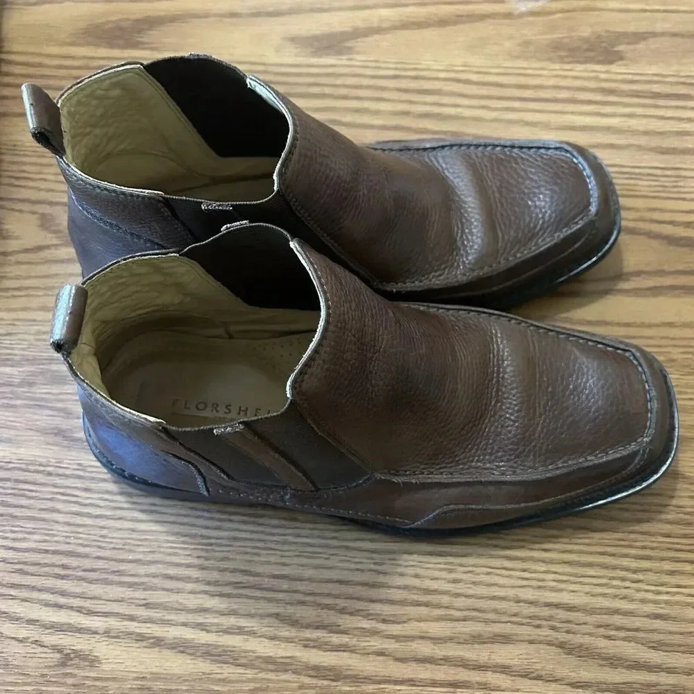 Florsheim Men's Size 9.5 #18537 Brown Leather Sheepskin Slip On Ankle Boot